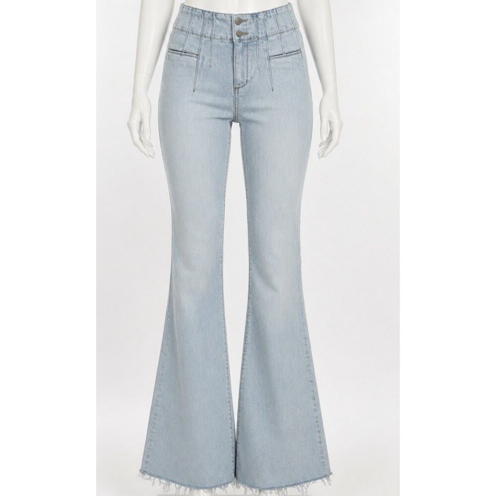 Altar’d State Jeans 26 High Rise Corset Waist Flare Bell Bottom Light Wash
